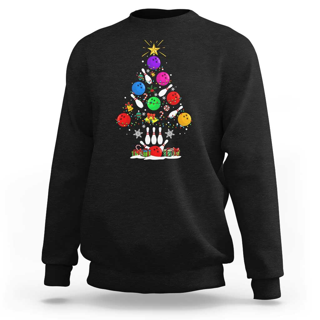 Funny Bowling Christmas Tree Lights Xmas Bowler Sweatshirt - Wonder Print Shop