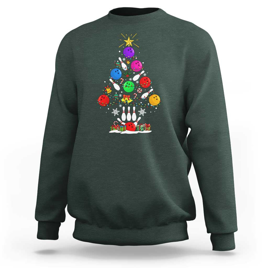 Funny Bowling Christmas Tree Lights Xmas Bowler Sweatshirt - Wonder Print Shop