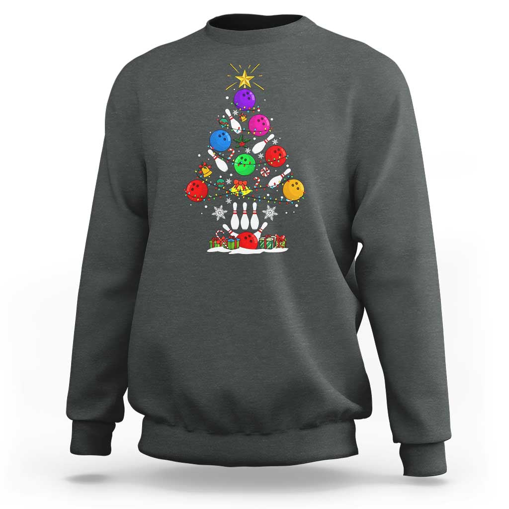 Funny Bowling Christmas Tree Lights Xmas Bowler Sweatshirt - Wonder Print Shop