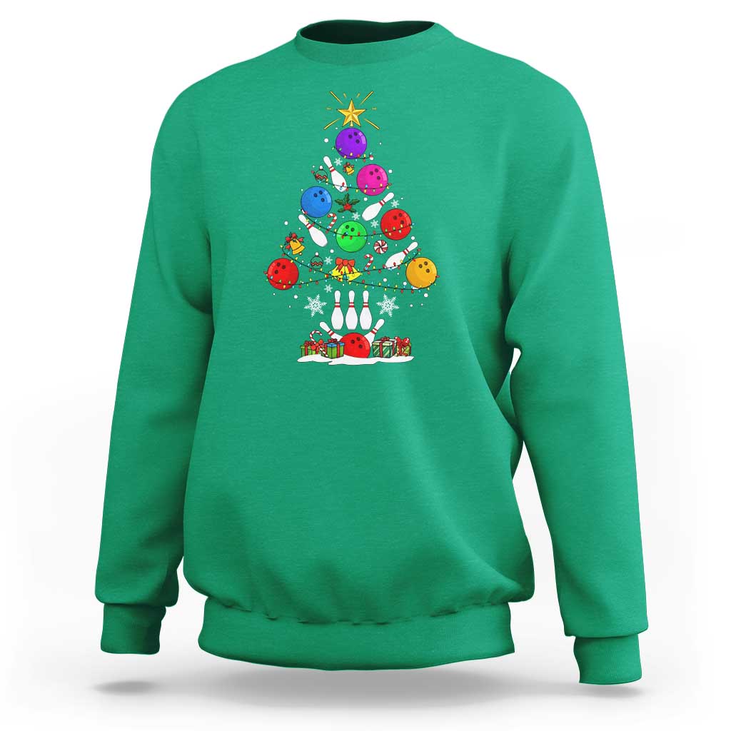 Funny Bowling Christmas Tree Lights Xmas Bowler Sweatshirt - Wonder Print Shop