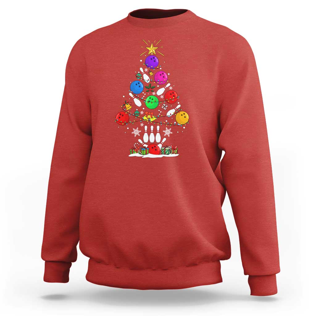 Funny Bowling Christmas Tree Lights Xmas Bowler Sweatshirt - Wonder Print Shop