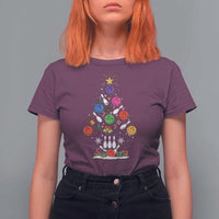 Funny Bowling Christmas Tree Lights Xmas Bowler T Shirt For Women - Wonder Print Shop