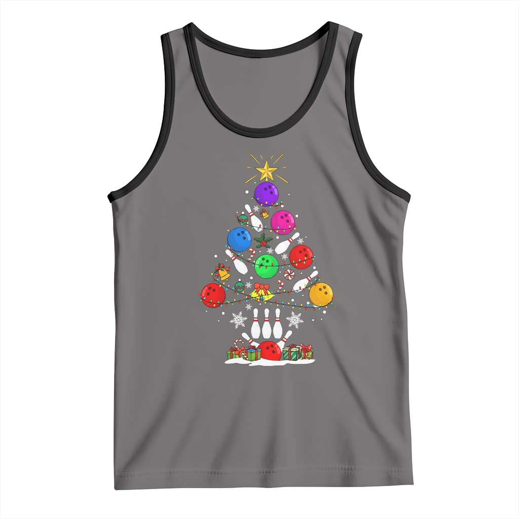 Funny Bowling Christmas Tree Lights Xmas Bowler Tank Top - Wonder Print Shop
