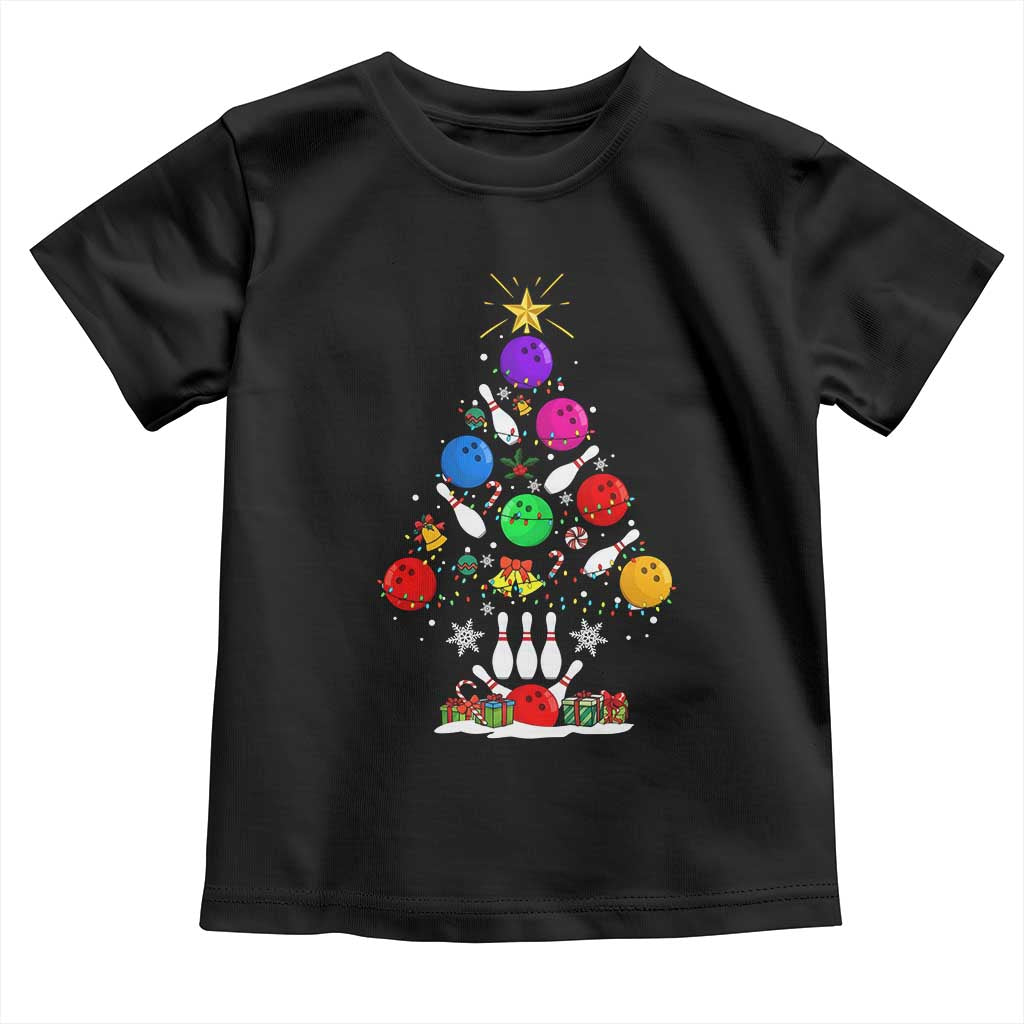 Funny Bowling Christmas Tree Lights Xmas Bowler Toddler T Shirt - Wonder Print Shop
