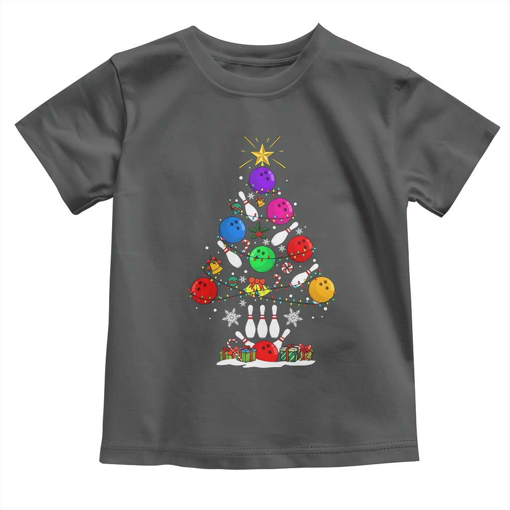 Funny Bowling Christmas Tree Lights Xmas Bowler Toddler T Shirt - Wonder Print Shop