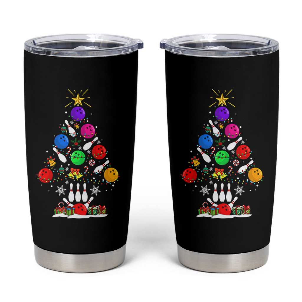 Funny Bowling Christmas Tree Lights Xmas Bowler Tumbler Cup - Wonder Print Shop