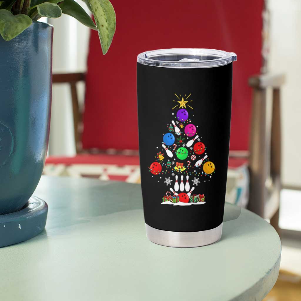 Funny Bowling Christmas Tree Lights Xmas Bowler Tumbler Cup - Wonder Print Shop