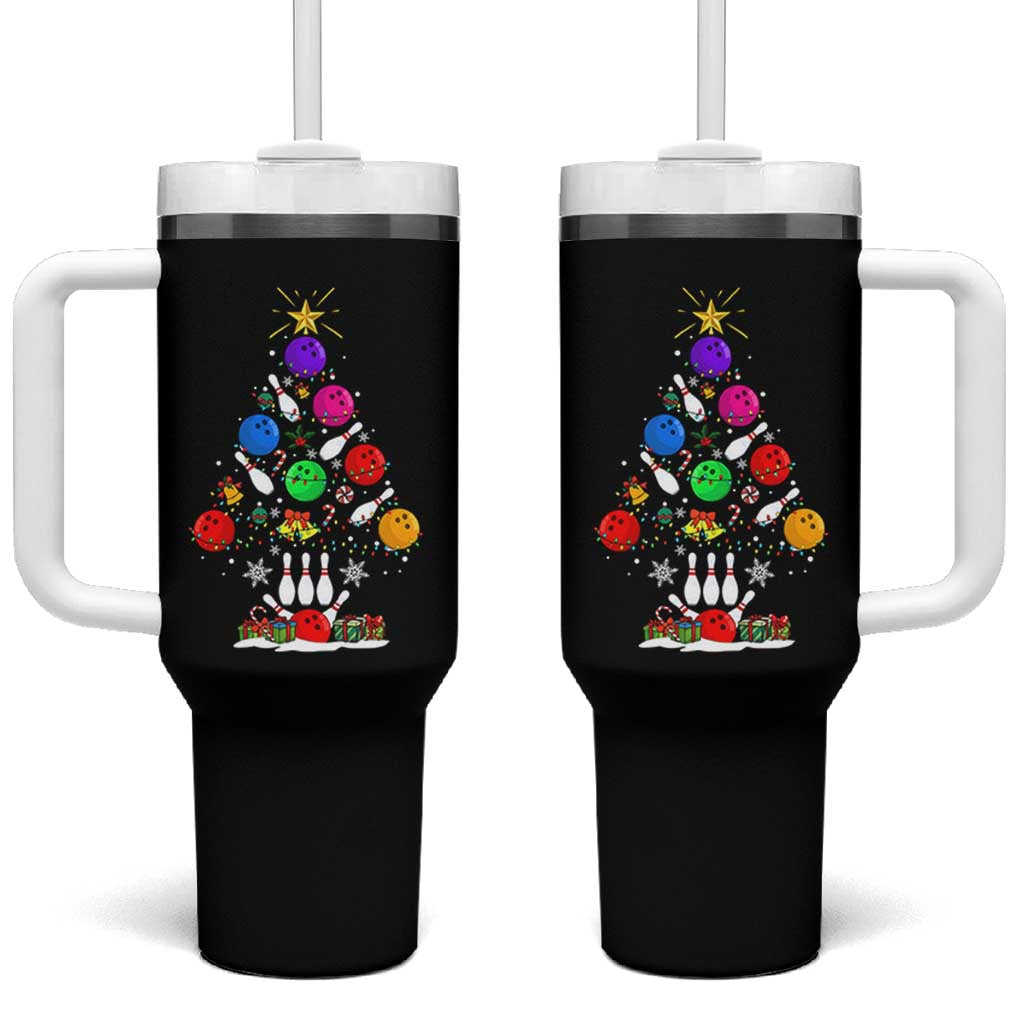 Funny Bowling Christmas Tree Lights Xmas Bowler Tumbler With Handle - Wonder Print Shop