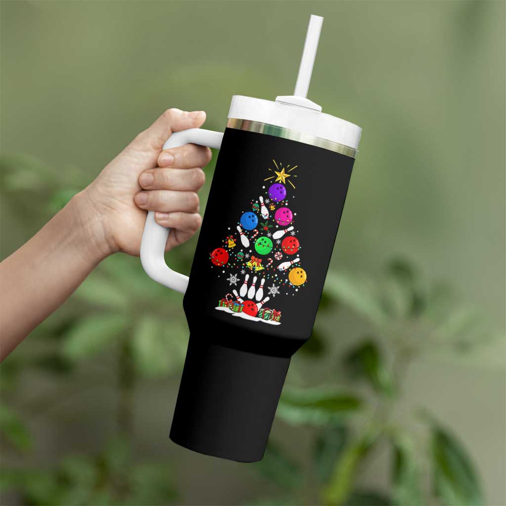 Funny Bowling Christmas Tree Lights Xmas Bowler Tumbler With Handle - Wonder Print Shop