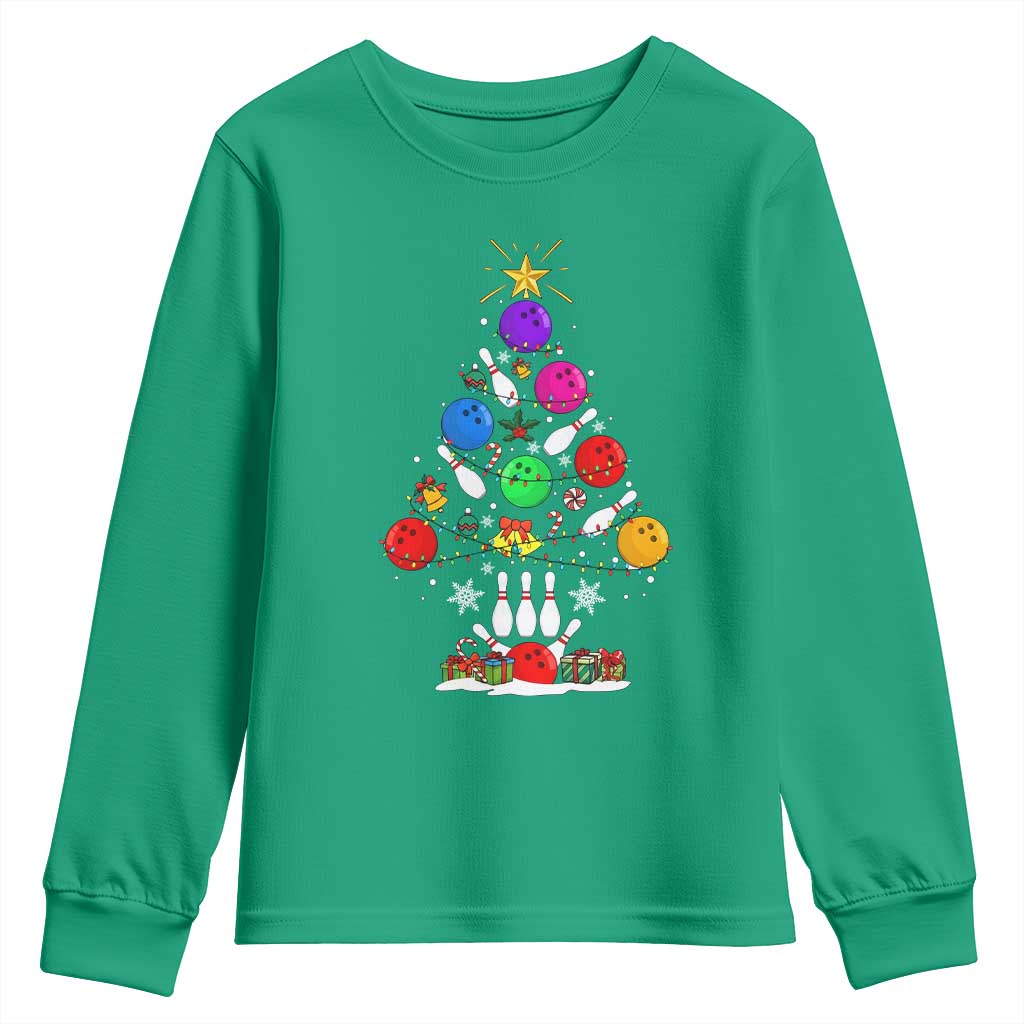 Funny Bowling Christmas Tree Lights Xmas Bowler Youth Sweatshirt - Wonder Print Shop