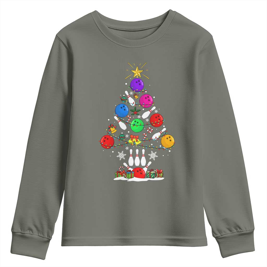 Funny Bowling Christmas Tree Lights Xmas Bowler Youth Sweatshirt - Wonder Print Shop