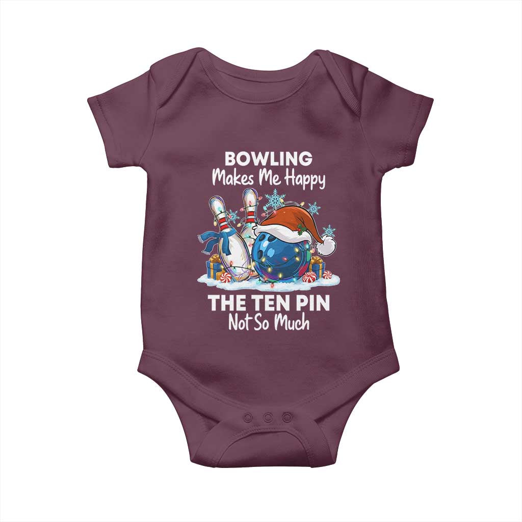 Funny Christmas Bowling Baby Onesie Bowling Makes Me Happy The Ten Pin Not So Much - Wonder Print Shop