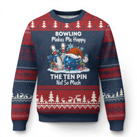 Funny Xmas Bowling Ugly Christmas Sweater Bowling Makes Me Happy The Ten Pin Not So Much - Wonder Print Shop