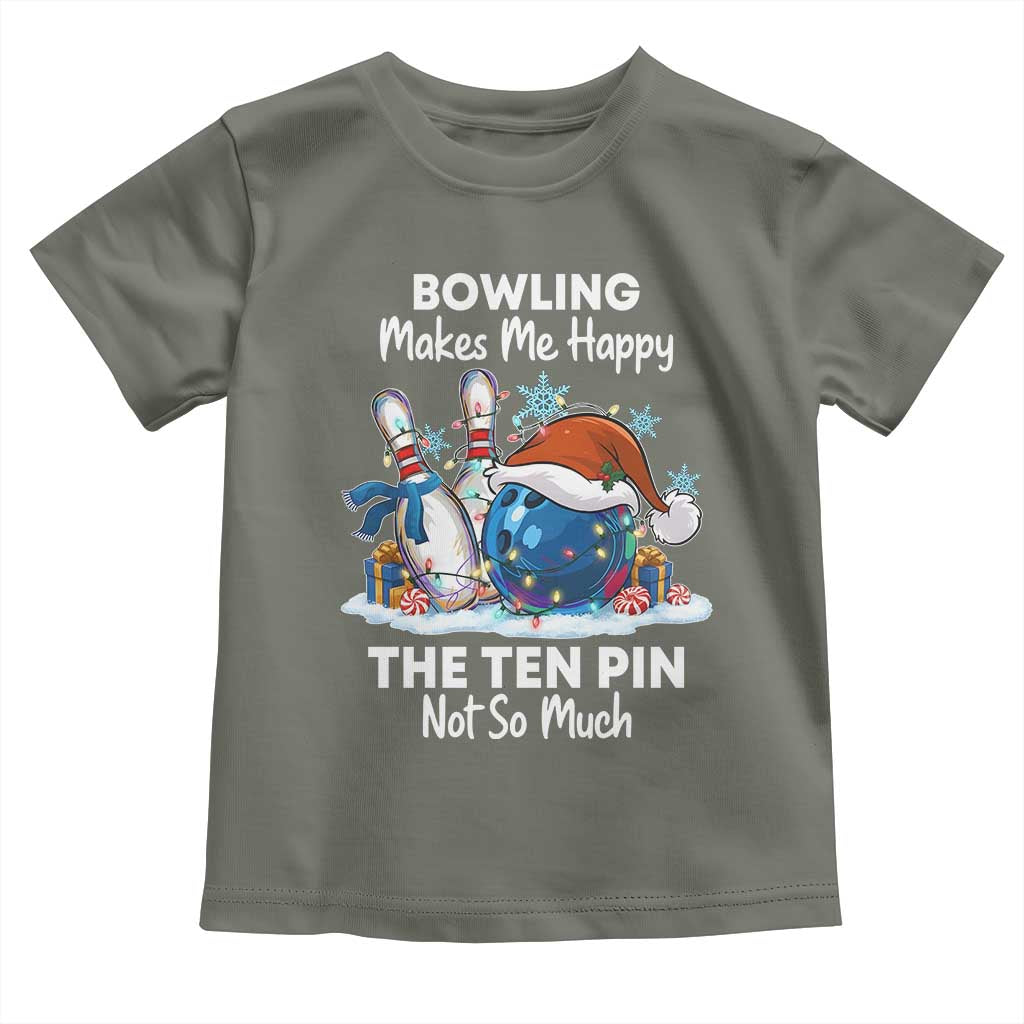 Funny Christmas Bowling Toddler T Shirt Bowling Makes Me Happy The Ten Pin Not So Much - Wonder Print Shop