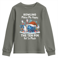 Funny Christmas Bowling Youth Sweatshirt Bowling Makes Me Happy The Ten Pin Not So Much - Wonder Print Shop