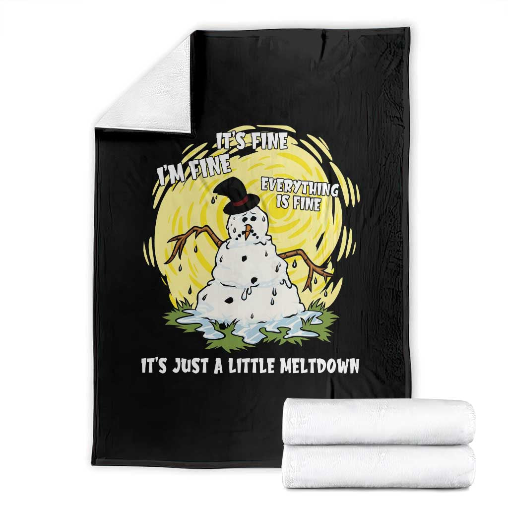 Funny It Is Fine I Am Fine Everything Is Fine Its Just A Little Meltdown Throw Blanket Christmas Snowman - Wonder Print Shop