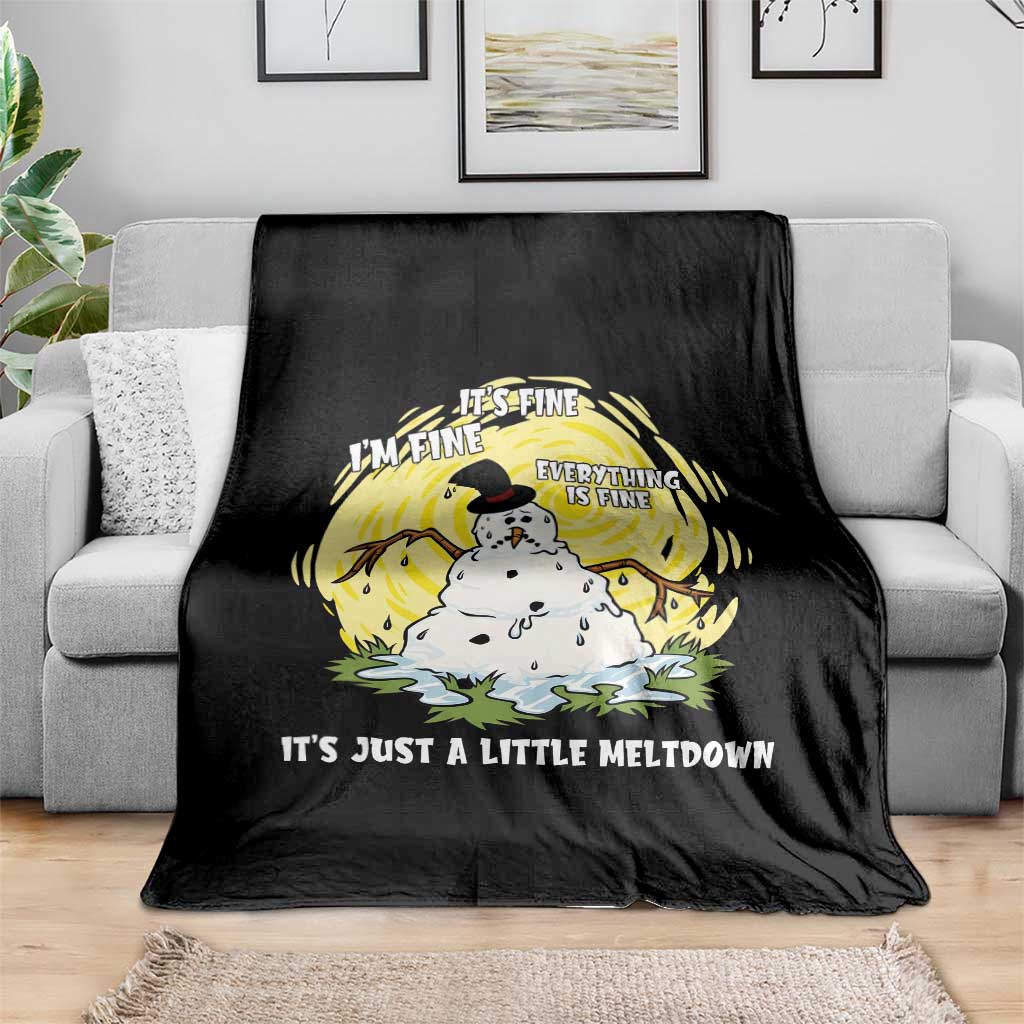 Funny It Is Fine I Am Fine Everything Is Fine Its Just A Little Meltdown Throw Blanket Christmas Snowman - Wonder Print Shop