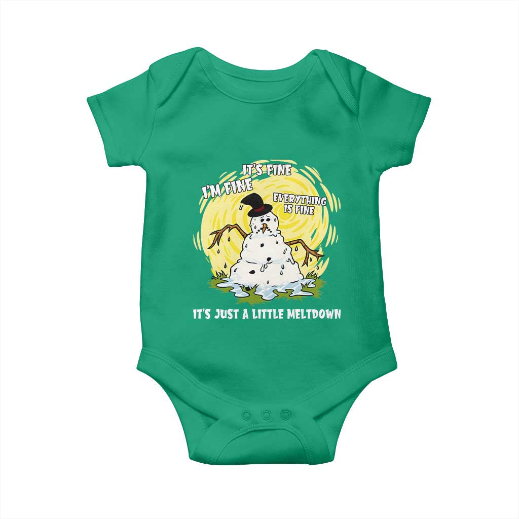 Funny It Is Fine I Am Fine Everything Is Fine Its Just A Little Meltdown Baby Onesie Christmas Snowman - Wonder Print Shop
