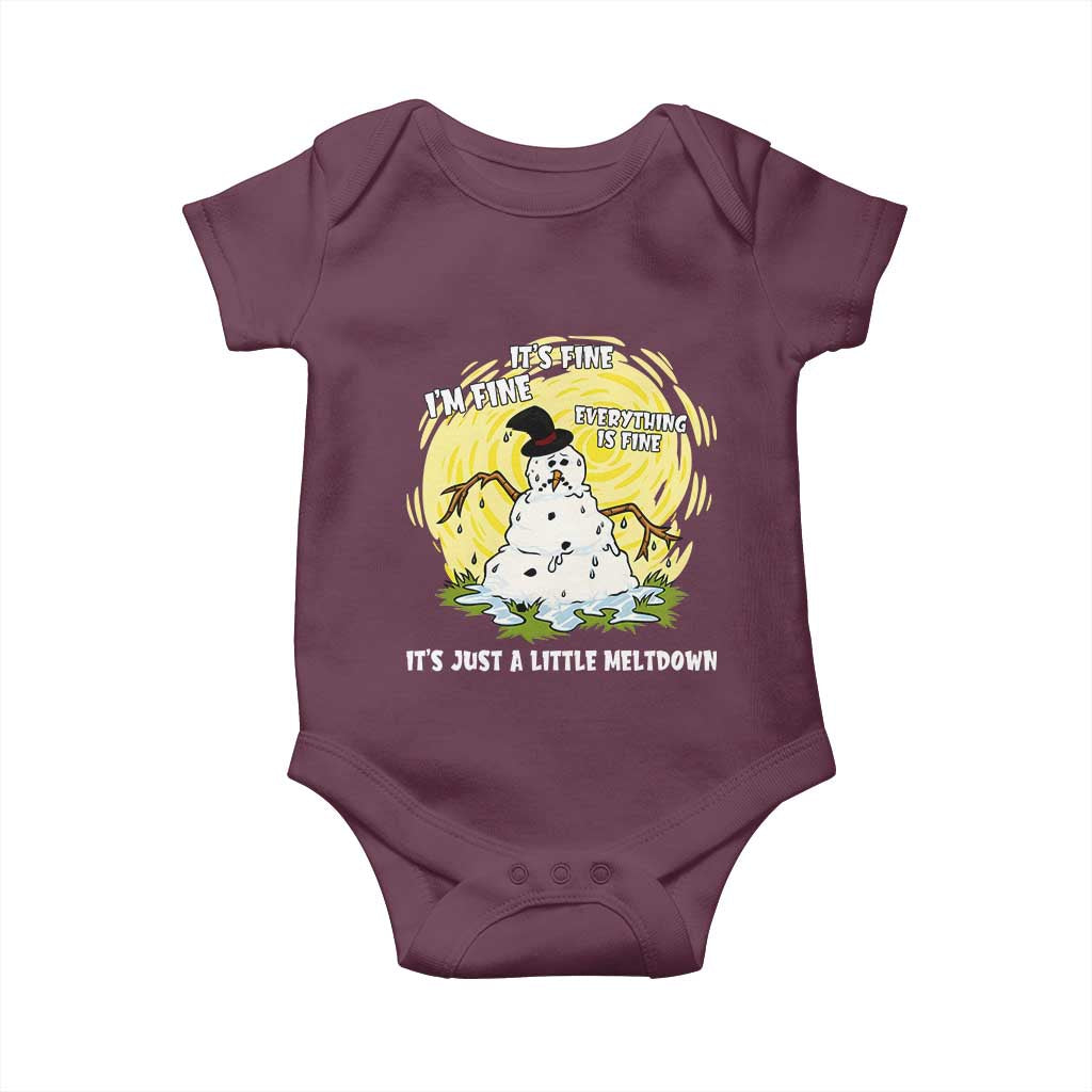 Funny It Is Fine I Am Fine Everything Is Fine Its Just A Little Meltdown Baby Onesie Christmas Snowman - Wonder Print Shop