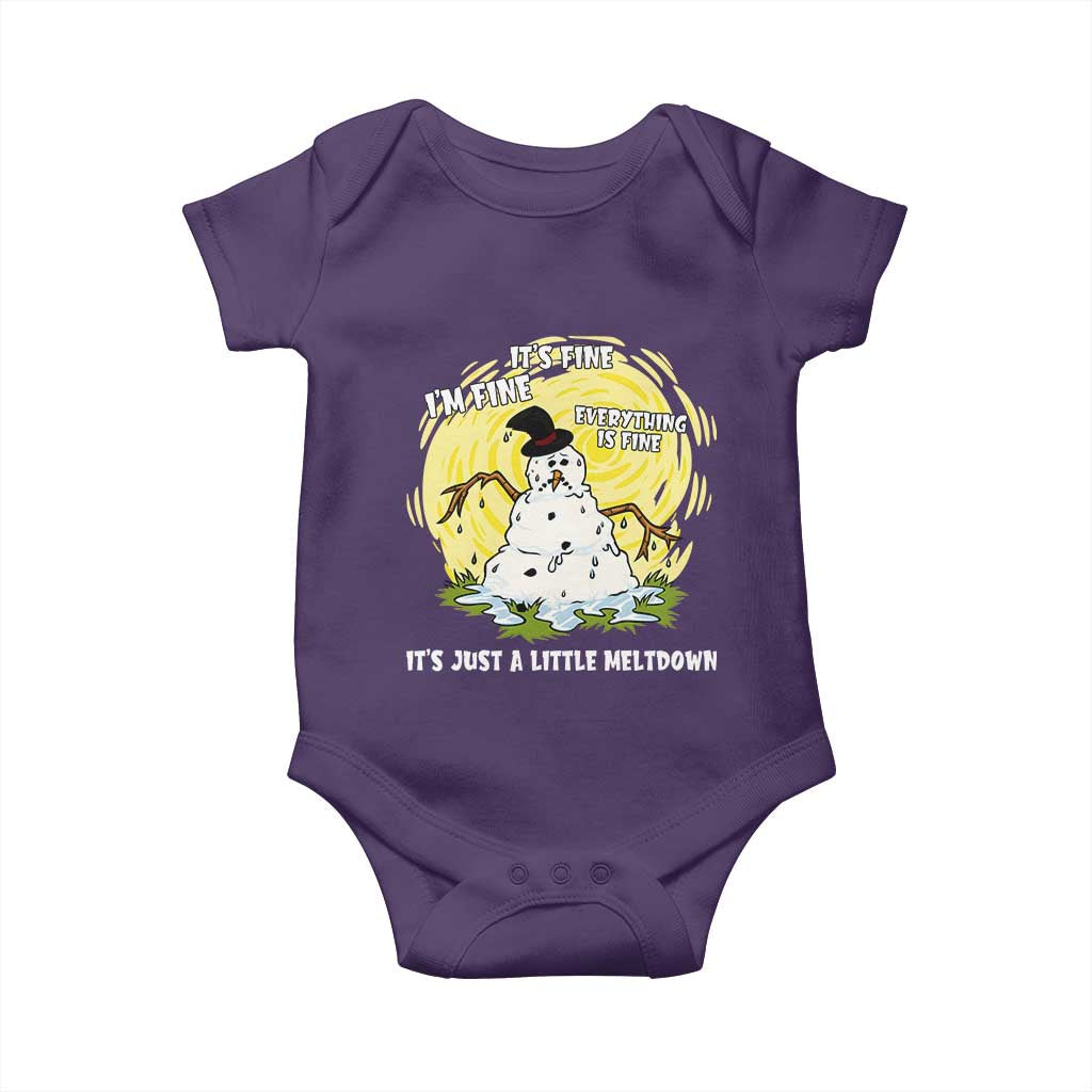Funny It Is Fine I Am Fine Everything Is Fine Its Just A Little Meltdown Baby Onesie Christmas Snowman - Wonder Print Shop
