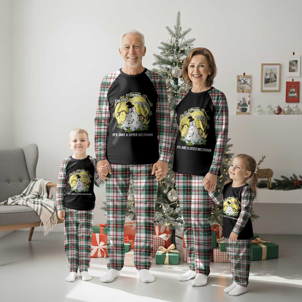 Funny It Is Fine I Am Fine Everything Is Fine Its Just A Little Meltdown Plaid Pajama Set Christmas Snowman - Wonder Print Shop