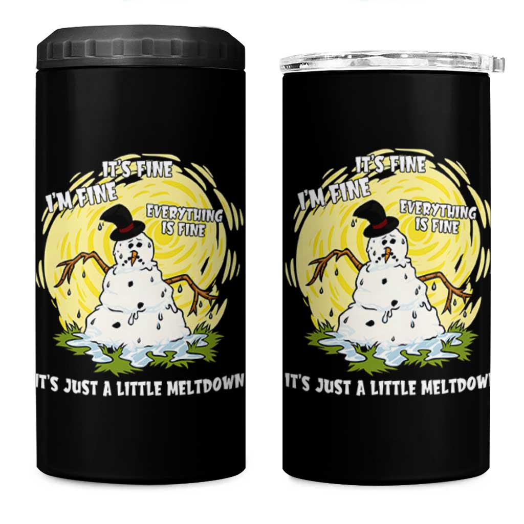 Funny It Is Fine I Am Fine Everything Is Fine Its Just A Little Meltdown 4 in 1 Can Cooler Tumbler Christmas Snowman - Wonder Print Shop