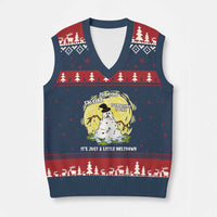 Funny It Is Fine I Am Fine Everything Is Fine Its Just A Little Meltdown V-Neck Knit Sweater Vest Xmas Snowman - Wonder Print Shop