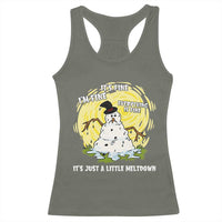 Funny It Is Fine I Am Fine Everything Is Fine Its Just A Little Meltdown Racerback Tank Top Christmas Snowman - Wonder Print Shop