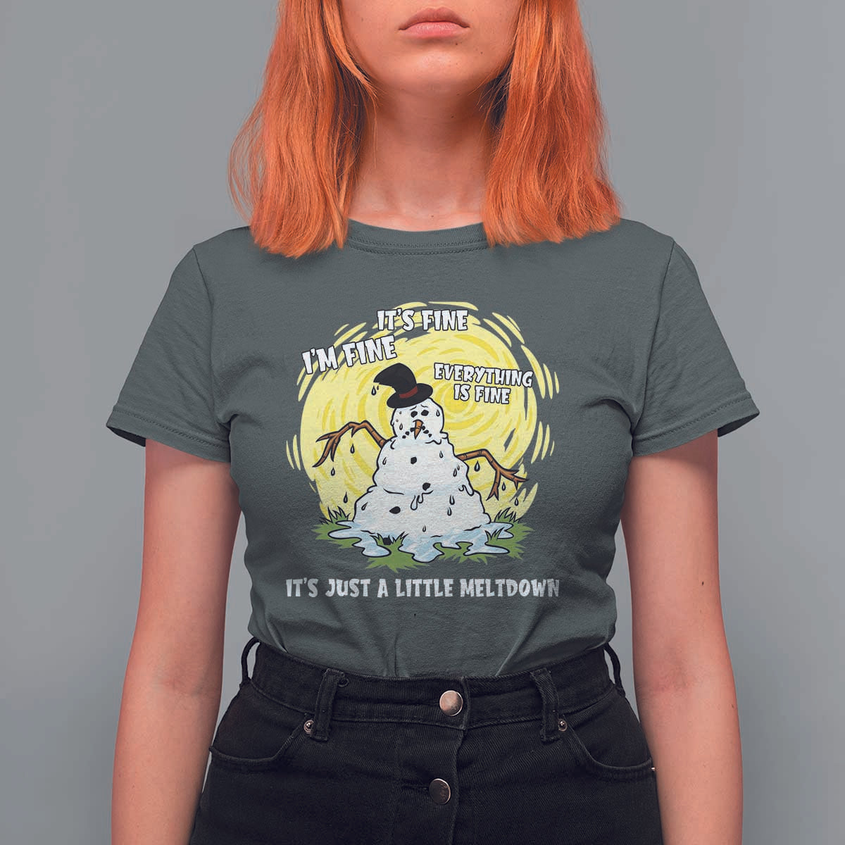 Funny It Is Fine I Am Fine Everything Is Fine Its Just A Little Meltdown T Shirt For Women Christmas Snowman - Wonder Print Shop