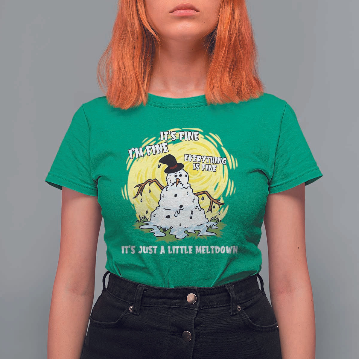 Funny It Is Fine I Am Fine Everything Is Fine Its Just A Little Meltdown T Shirt For Women Christmas Snowman - Wonder Print Shop