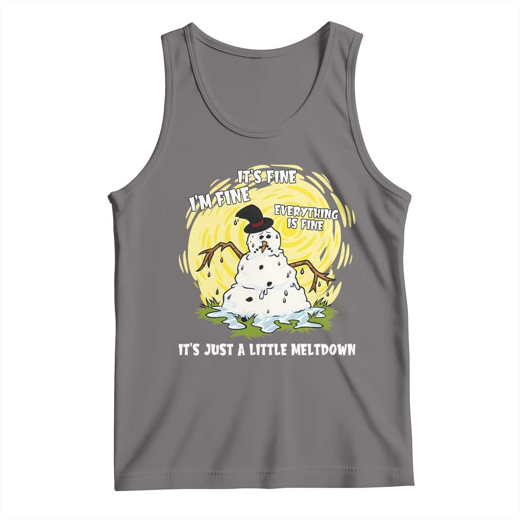 Funny It Is Fine I Am Fine Everything Is Fine Its Just A Little Meltdown Tank Top Christmas Snowman - Wonder Print Shop