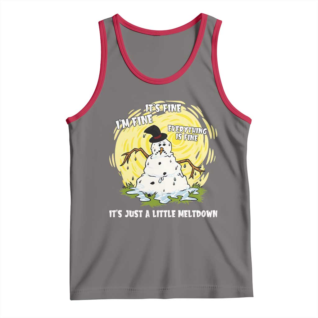 Funny It Is Fine I Am Fine Everything Is Fine Its Just A Little Meltdown Tank Top Christmas Snowman - Wonder Print Shop