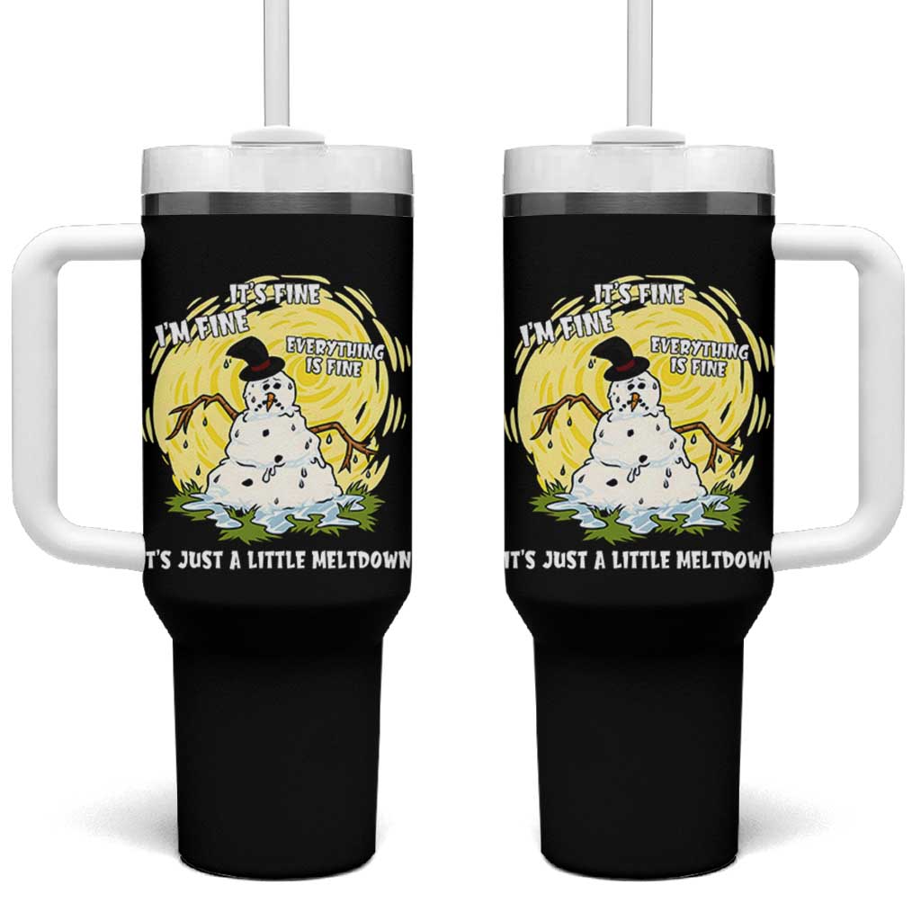 Funny It Is Fine I Am Fine Everything Is Fine Its Just A Little Meltdown Tumbler With Handle Christmas Snowman - Wonder Print Shop
