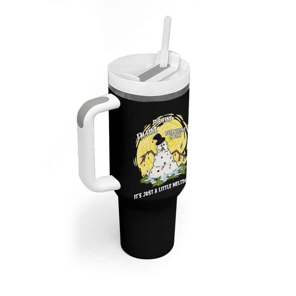 Funny It Is Fine I Am Fine Everything Is Fine Its Just A Little Meltdown Tumbler With Handle Christmas Snowman - Wonder Print Shop
