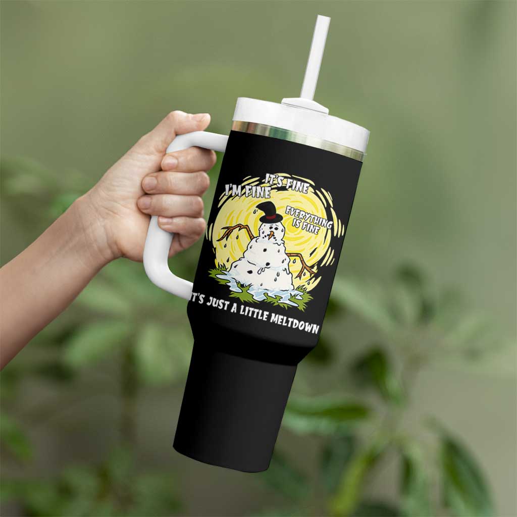 Funny It Is Fine I Am Fine Everything Is Fine Its Just A Little Meltdown Tumbler With Handle Christmas Snowman - Wonder Print Shop