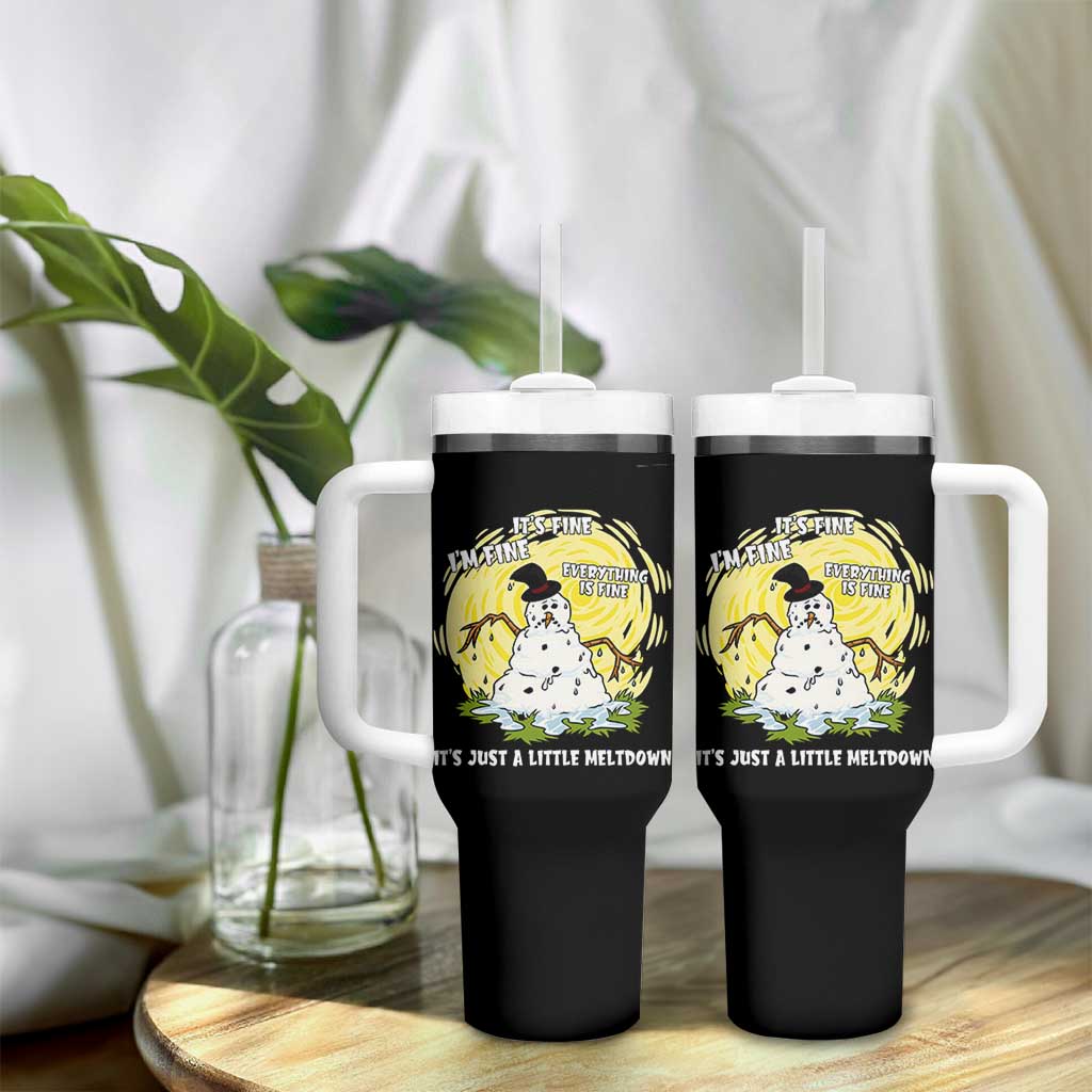 Funny It Is Fine I Am Fine Everything Is Fine Its Just A Little Meltdown Tumbler With Handle Christmas Snowman - Wonder Print Shop