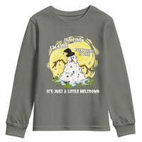 Funny It Is Fine I Am Fine Everything Is Fine Its Just A Little Meltdown Youth Sweatshirt Christmas Snowman - Wonder Print Shop