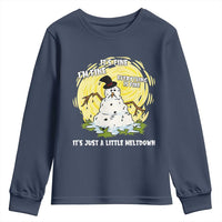 Funny It Is Fine I Am Fine Everything Is Fine Its Just A Little Meltdown Youth Sweatshirt Christmas Snowman - Wonder Print Shop