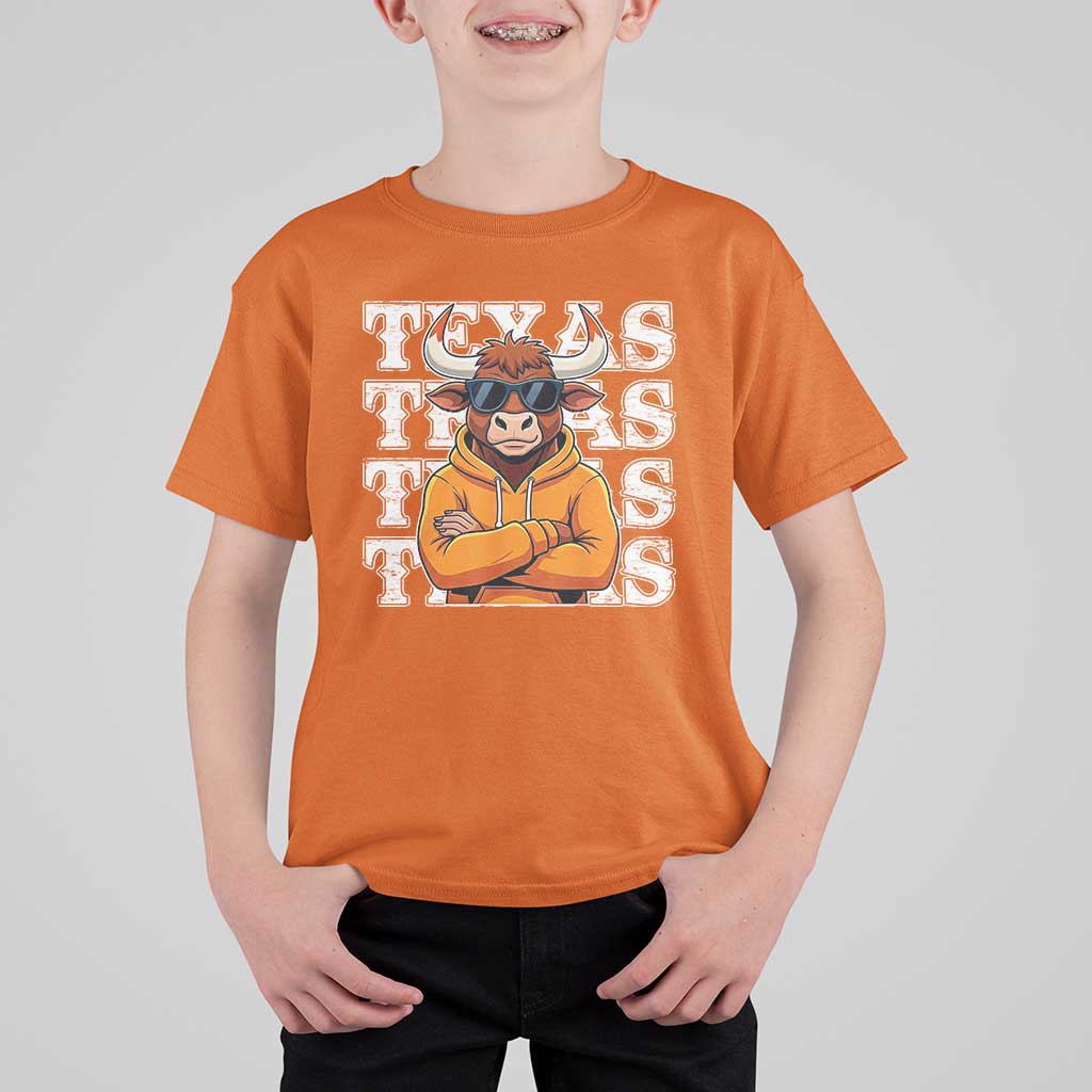 Texas Fan T Shirt For Kid Longhorns Cow Texas Pride Sport Lover - Wonder Print Shop