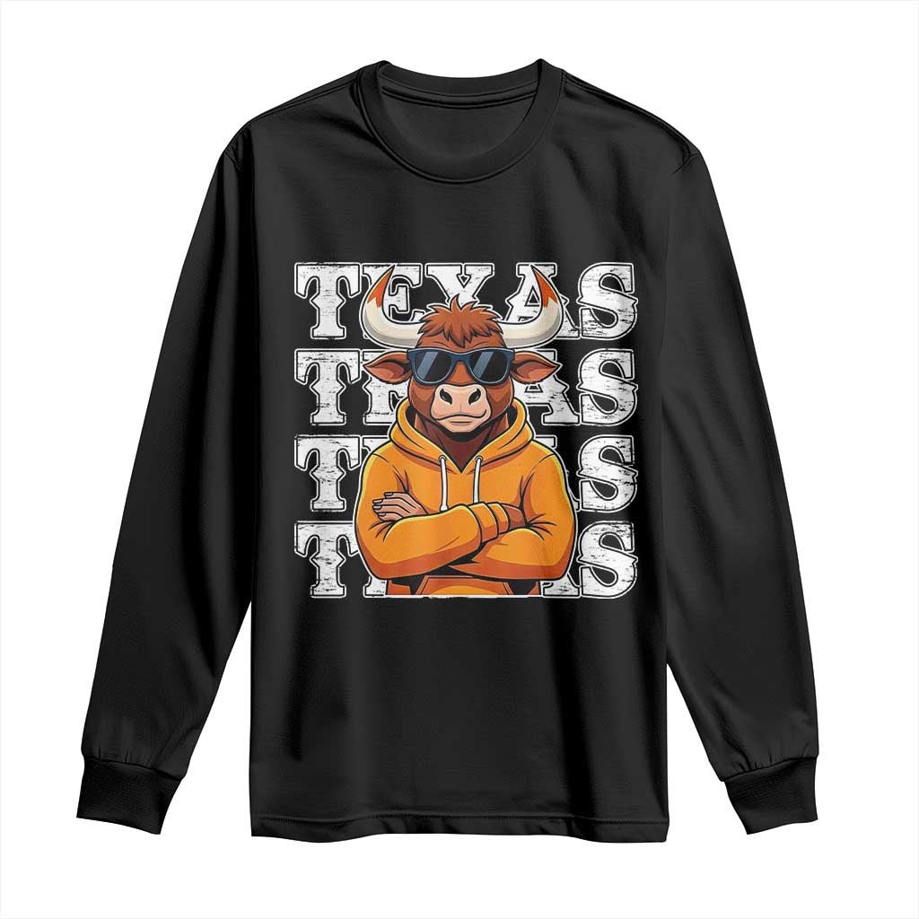 Texas Fan Long Sleeve Shirt Longhorns Cow Texas Pride Sport Lover - Wonder Print Shop