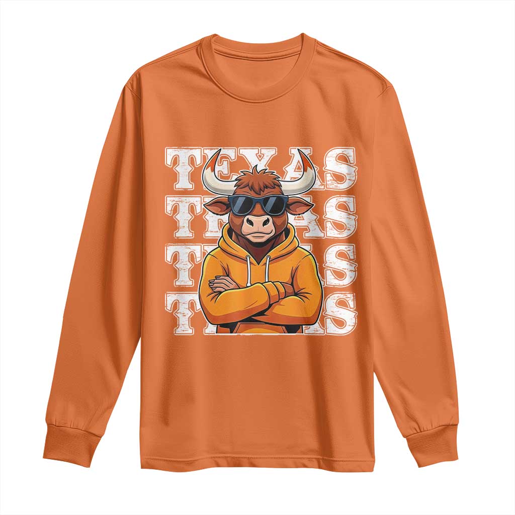 Texas Fan Long Sleeve Shirt Longhorns Cow Texas Pride Sport Lover - Wonder Print Shop