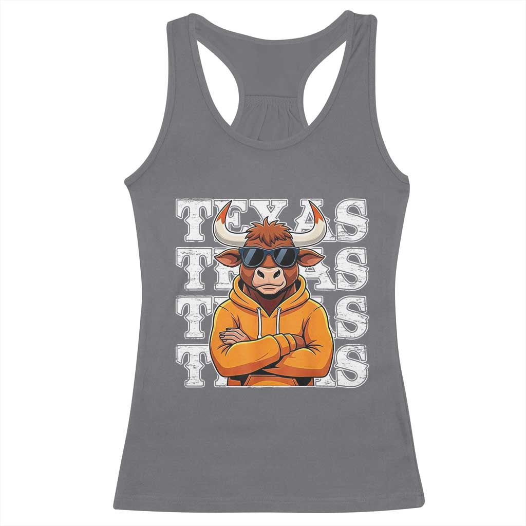 Texas Fan Racerback Tank Top Longhorns Cow Texas Pride Sport Lover - Wonder Print Shop