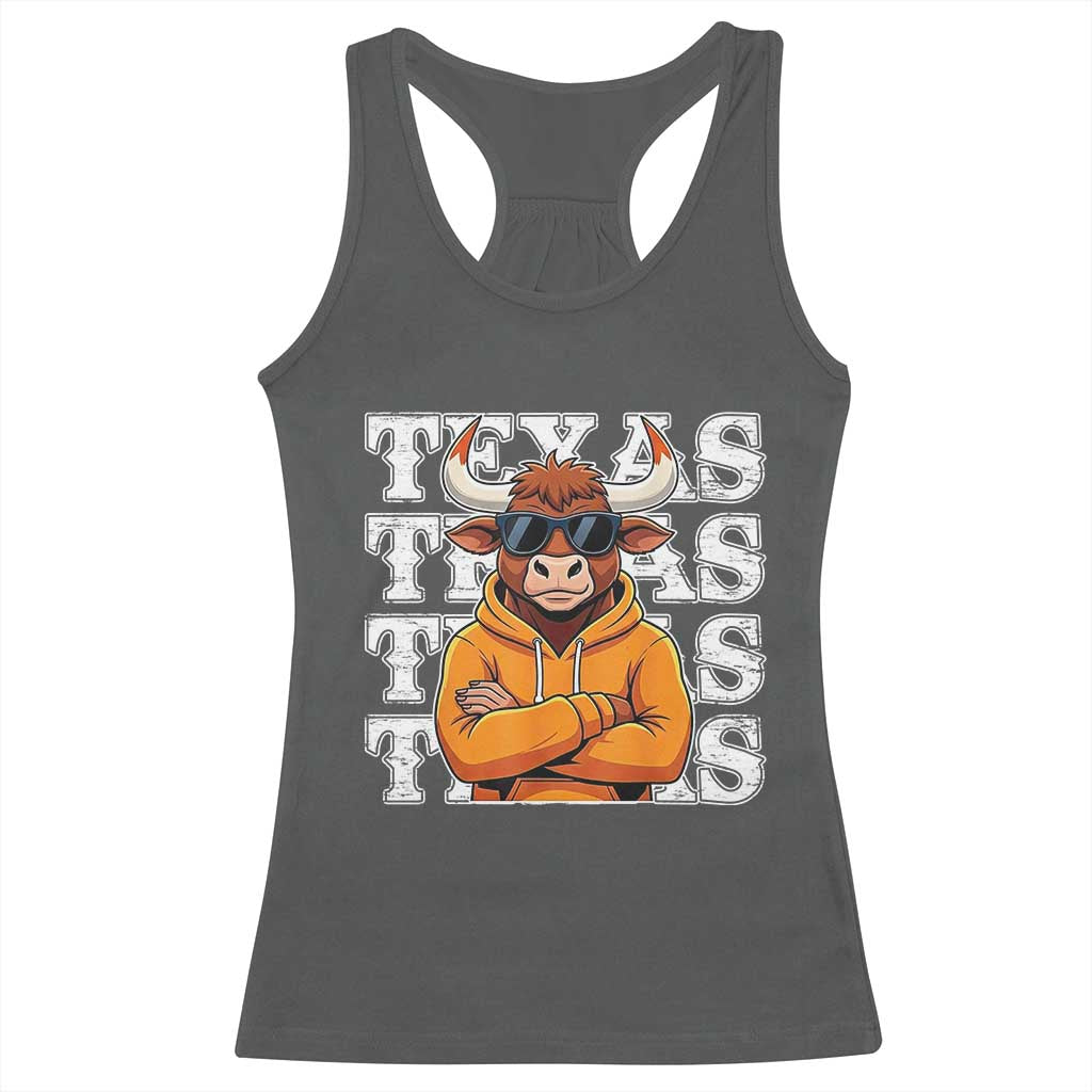 Texas Fan Racerback Tank Top Longhorns Cow Texas Pride Sport Lover - Wonder Print Shop