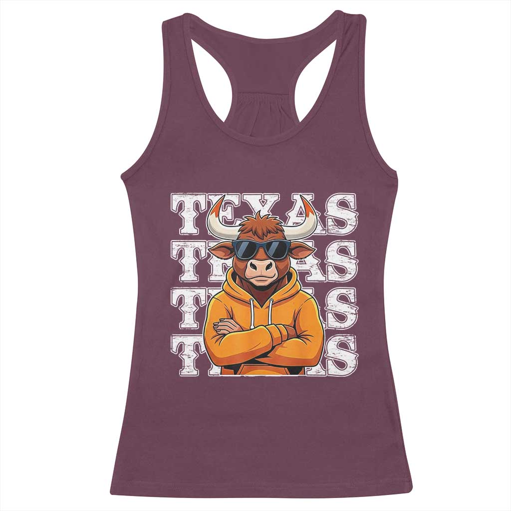 Texas Fan Racerback Tank Top Longhorns Cow Texas Pride Sport Lover - Wonder Print Shop