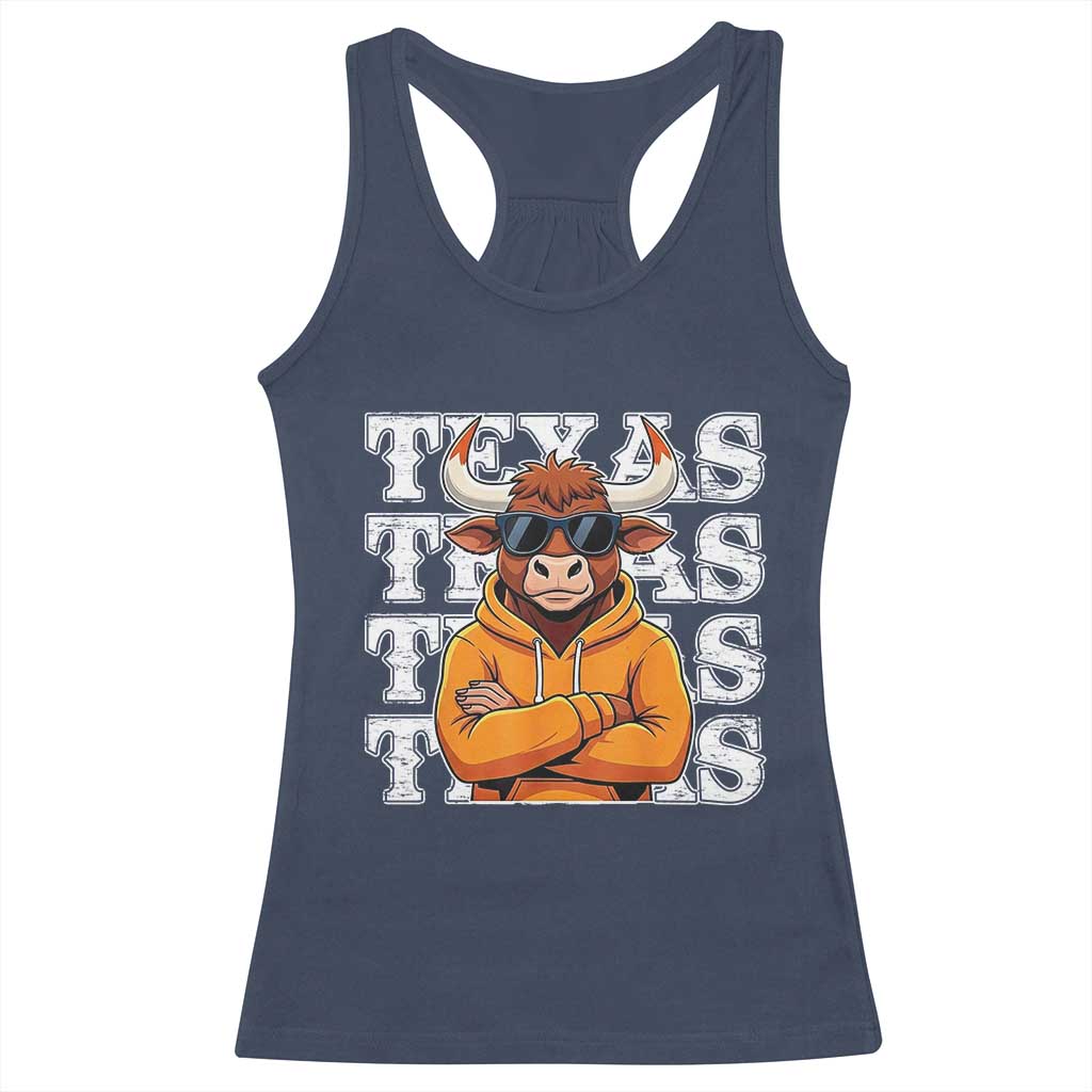 Texas Fan Racerback Tank Top Longhorns Cow Texas Pride Sport Lover - Wonder Print Shop