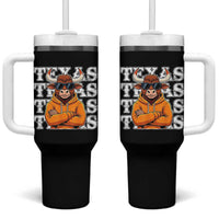 Texas Fan Tumbler With Handle Longhorns Cow Texas Pride Sport Lover - Wonder Print Shop