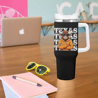Texas Fan Tumbler With Handle Longhorns Cow Texas Pride Sport Lover - Wonder Print Shop