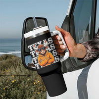 Texas Fan Tumbler With Handle Longhorns Cow Texas Pride Sport Lover - Wonder Print Shop