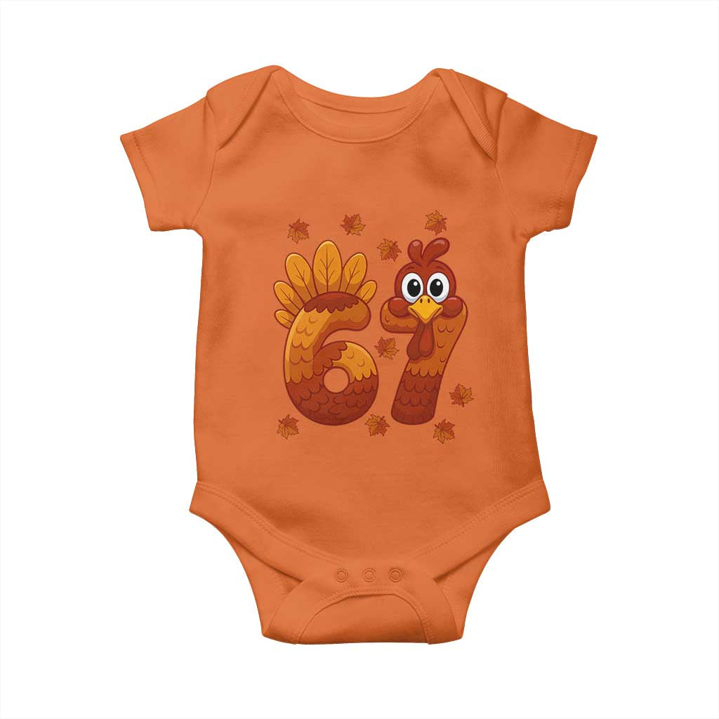 67 Thanksgiving Baby Onesie Funny Turkey Thanksgiving Six Seven Meme - Wonder Print Shop