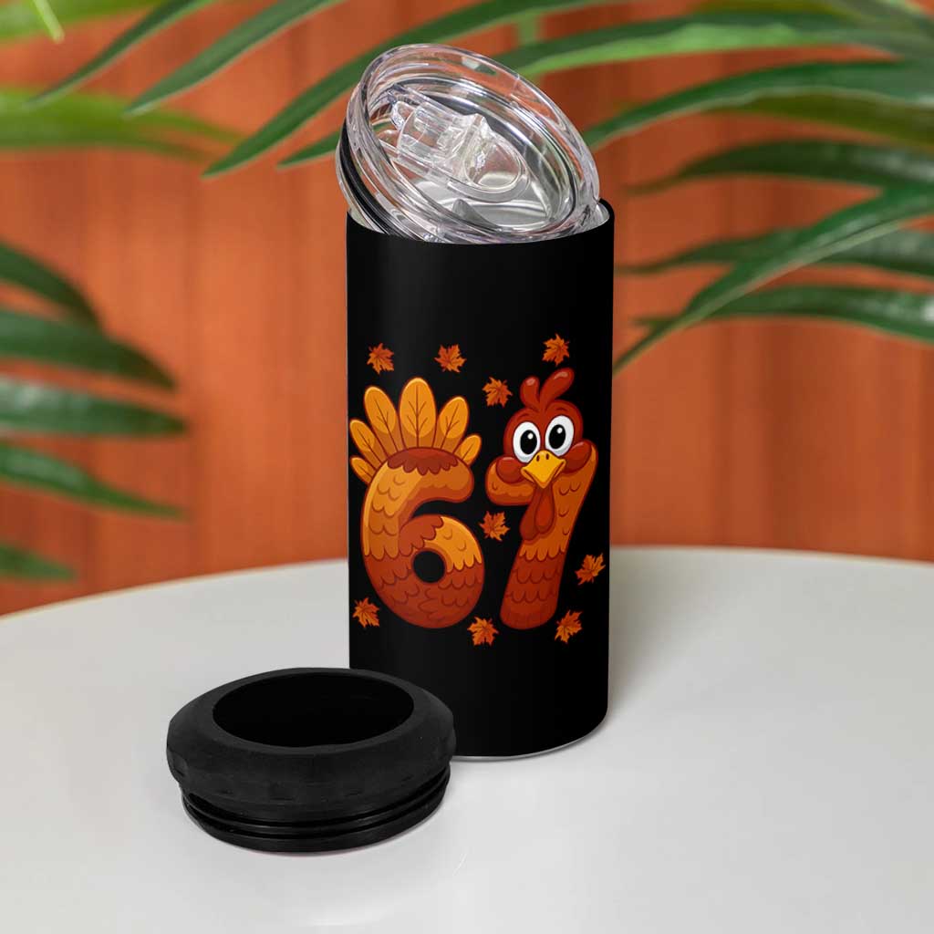 67 Thanksgiving 4 in 1 Can Cooler Tumbler Funny Turkey Thanksgiving Six Seven Meme - Wonder Print Shop